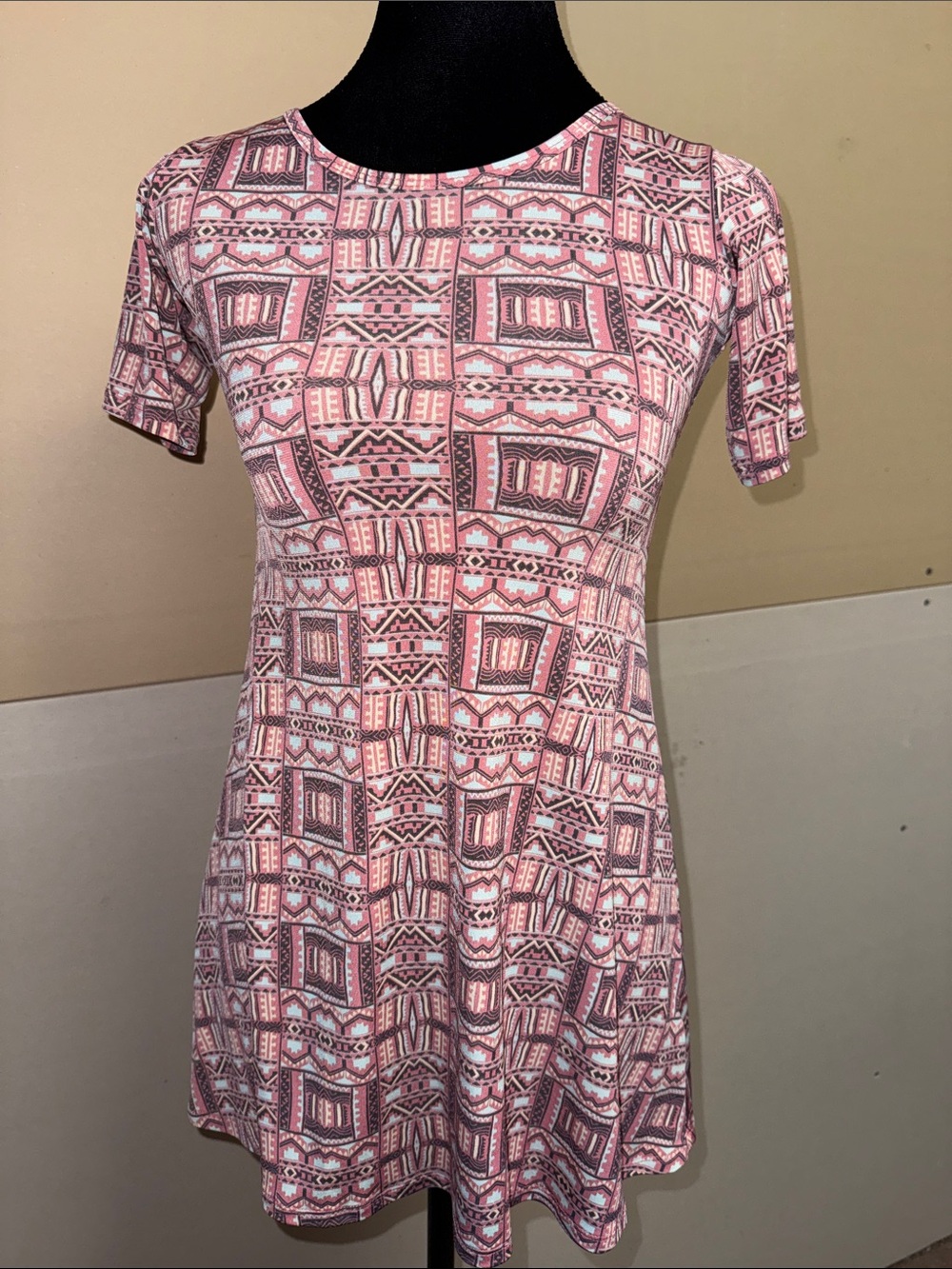 LuLaRoe Pink Adeline Geometric Patterned Kids Dress